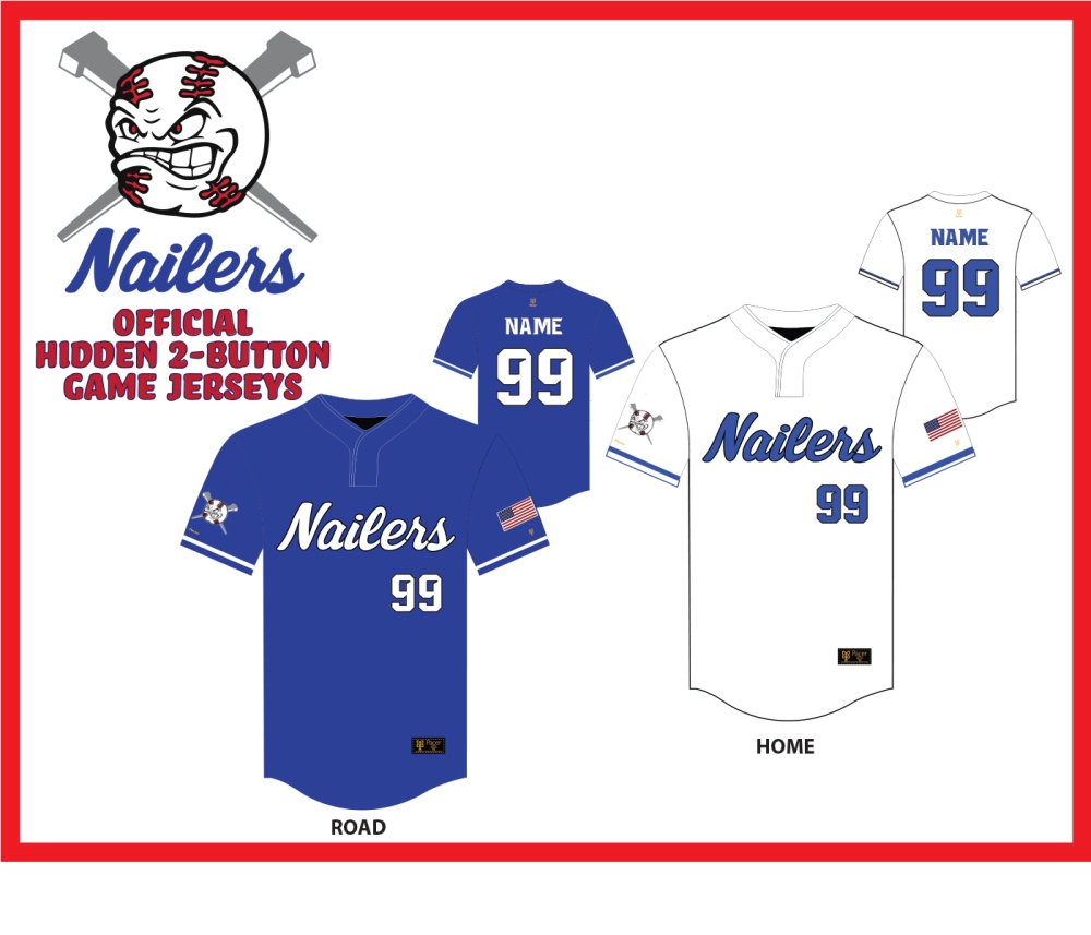 NAILERS OFFICIAL HIDDEN 2-BUTTON PERFORMANCE JERSEY'S by PACER