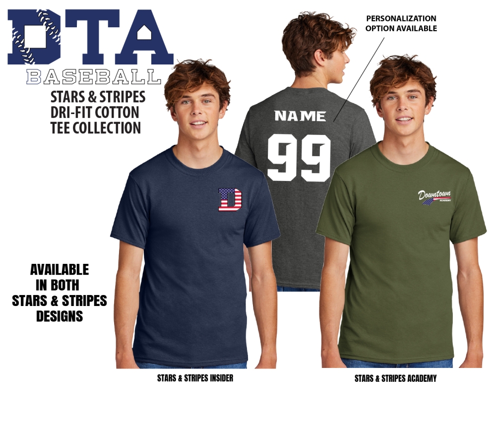 FRAZIERS DOWNTOWN ACADEMY STARS & STRIPES DRI-FIT COTTON TEE COLLECTION by PACER