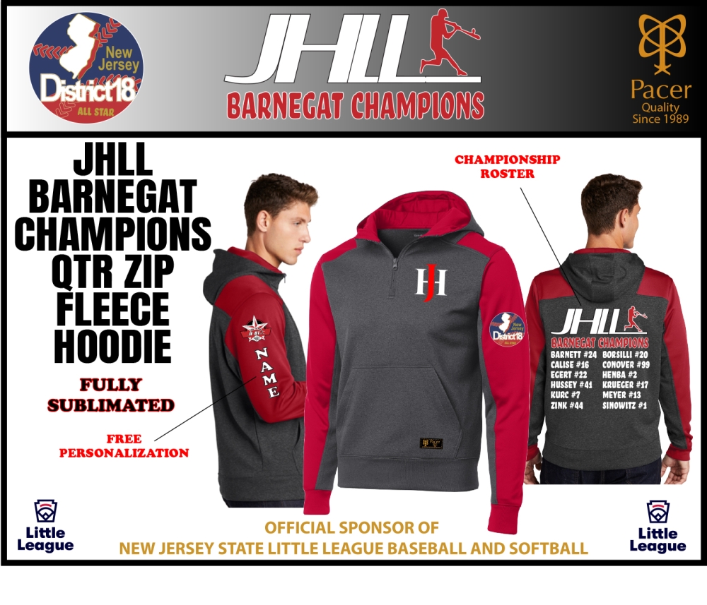 JHLL OFFICIAL BARNEGAT CHAMPIONSHIP QTR ZIP ROSTER HOODIE by PACER