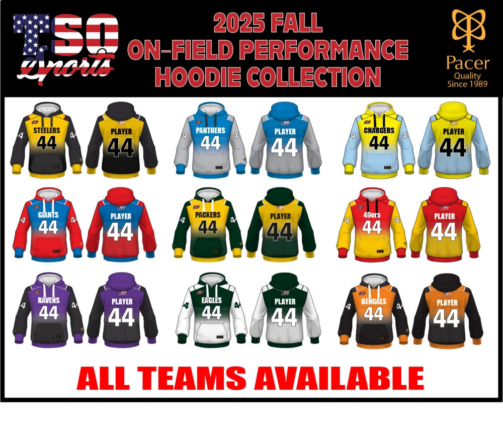 TSO FOOTBALL FALL 2025 SUBLIMATED ON-FIELD HOODED JERSEY by PACER