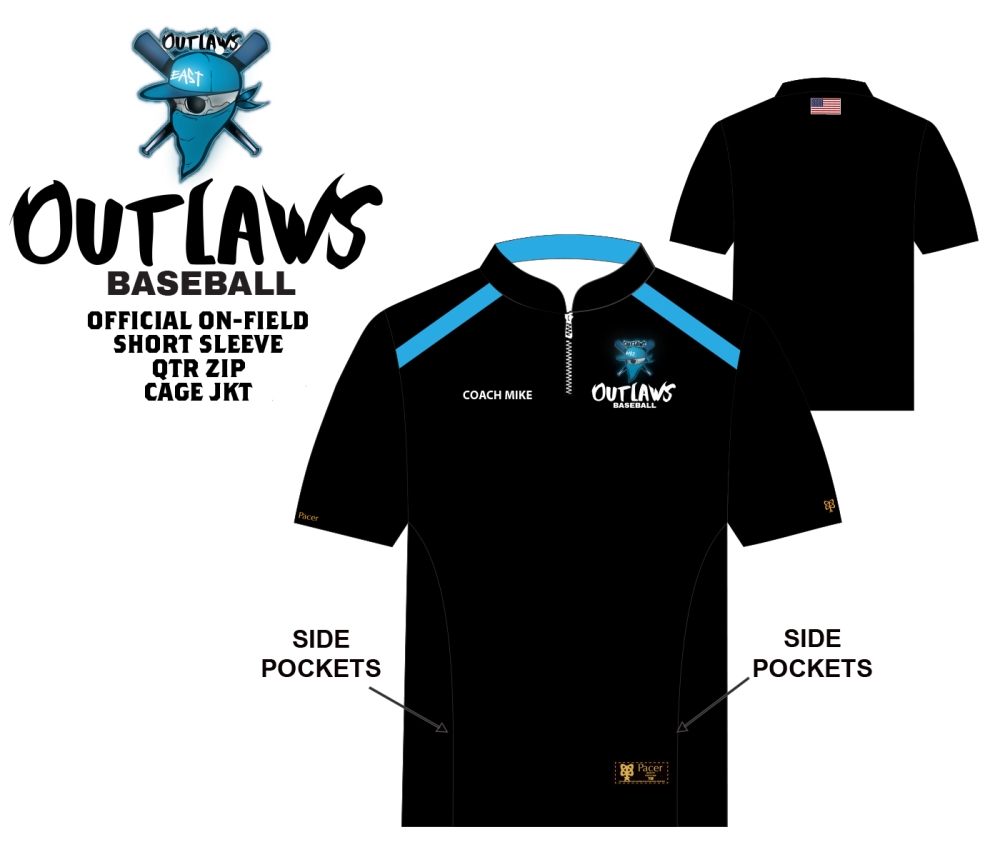 OUTLAWS FULLY SUBLIMATED LIGHTWEIGHT QTR ZIP CAGE JACKET   by PACER