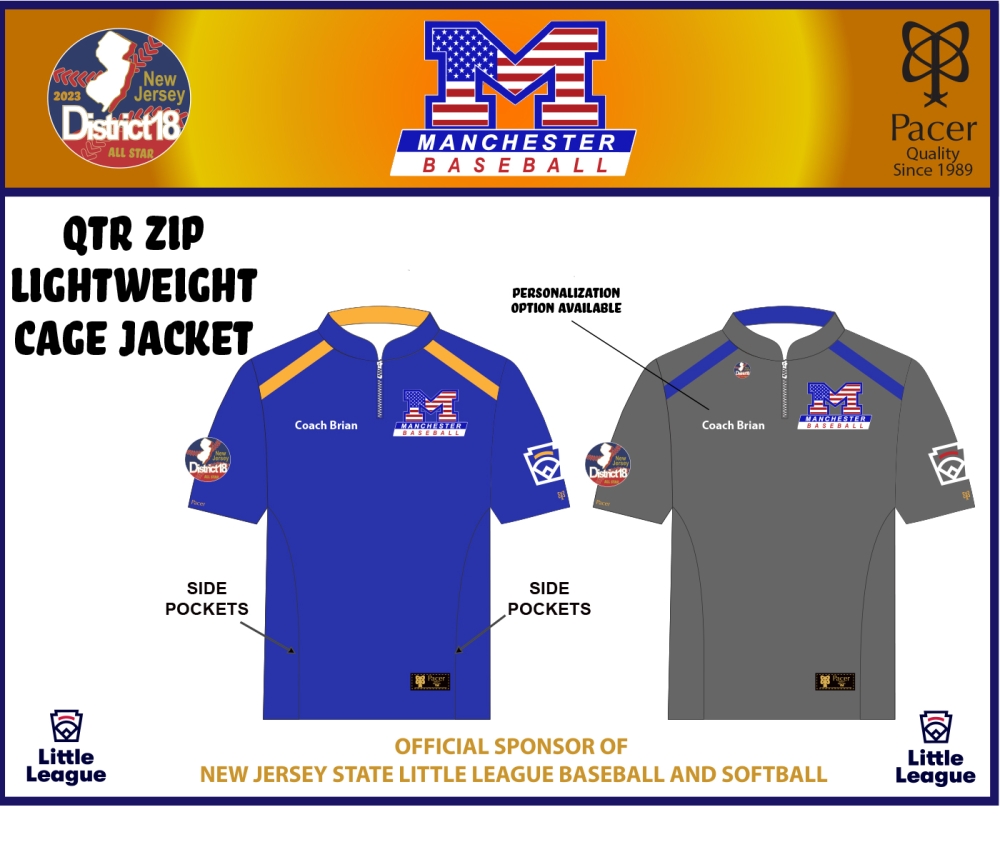 MLL OFFICIAL QTR ZIP SHORT SLEEVE PERFORMANCE CAGE JERSEY  by PACER