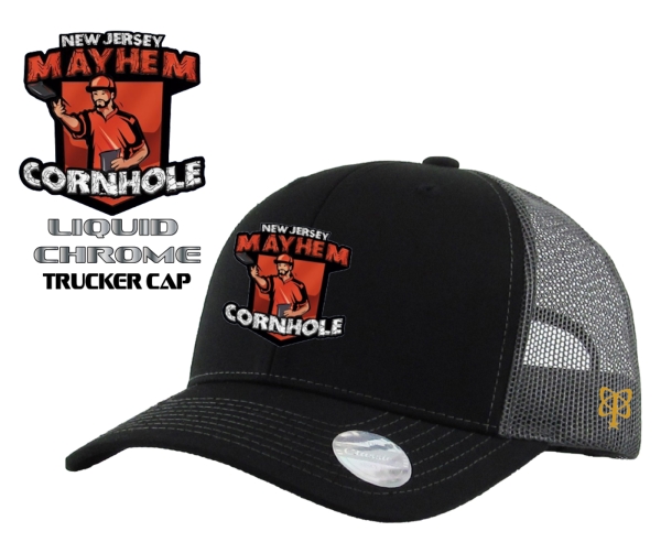 MAYHEM CORNHOLE LIQUID CHROME TRUCKER CAPS by PACER