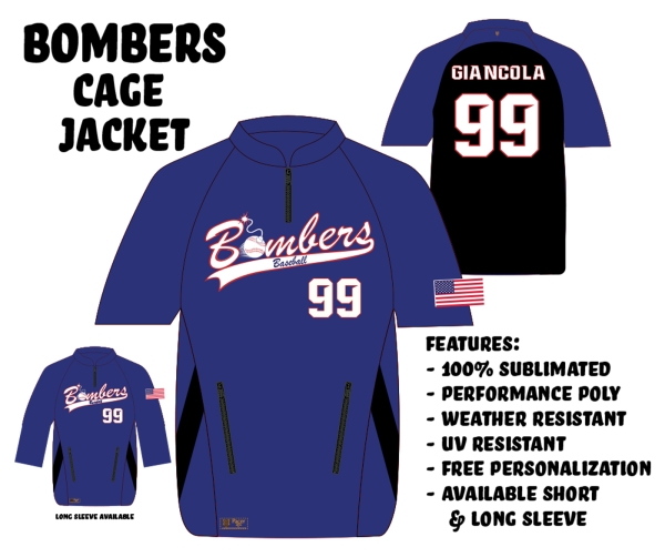 TR BOMBERS OFFICIAL ON-FIELD 1/4 ZIP PERFORMANCE CAGE JACKET  by PACER