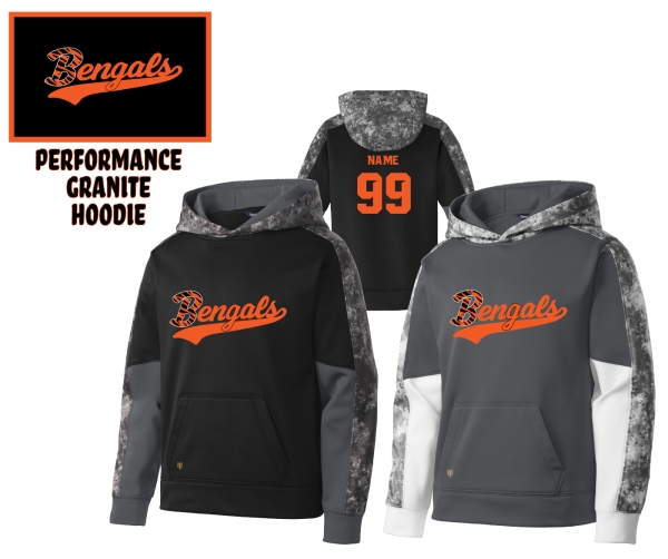 BARNEGAT BENGALS GRANITE PERFORMANCE FLEECE HOODIE by PACER