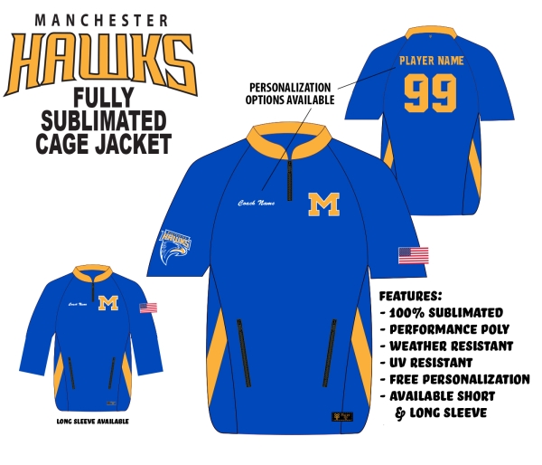 HAWKS OFFICIAL 1/4 ZIP SUBLIMATED CAGE JACKET  by PACER