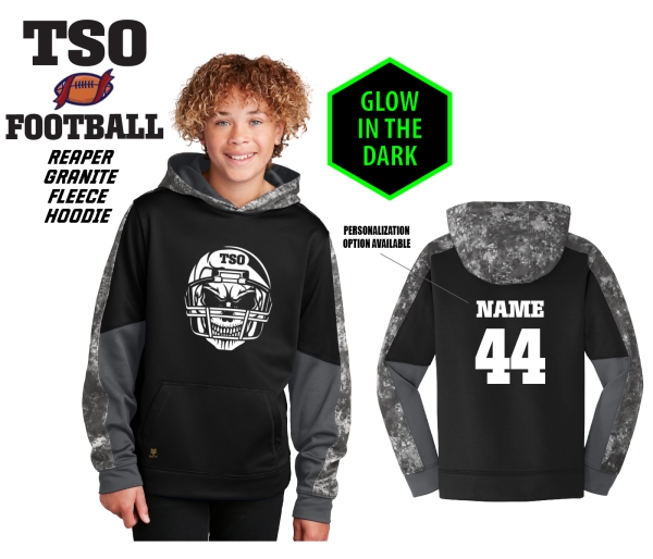 TSO FOOTBALL REAPER GLOW IN THE DARK GRANITE FLEECE HOODIE by PACER