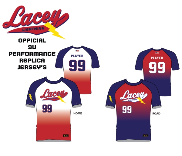 LIGHTNING OFFICIAL 9U REPLICA ON-FIELD JERSEYS by PACER