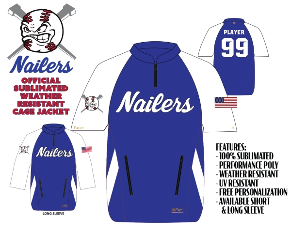 NAILERS OFFICIAL ON-FIELD 1/4 ZIP SUBLIMATED CAGE JACKET  by PACER
