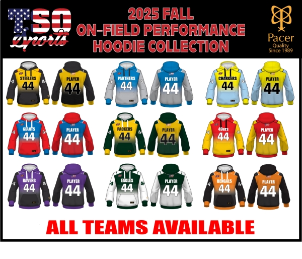 TSO FOOTBALL FALL 2025 SUBLIMATED ON-FIELD HOODED JERSEY by PACER