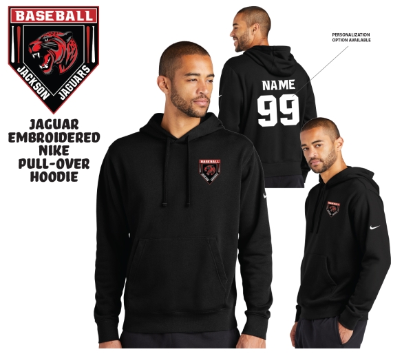 JTHS BASEBALL EMBROIDERED NIKE PULL-OVER FLEECE HOODIE by PACER